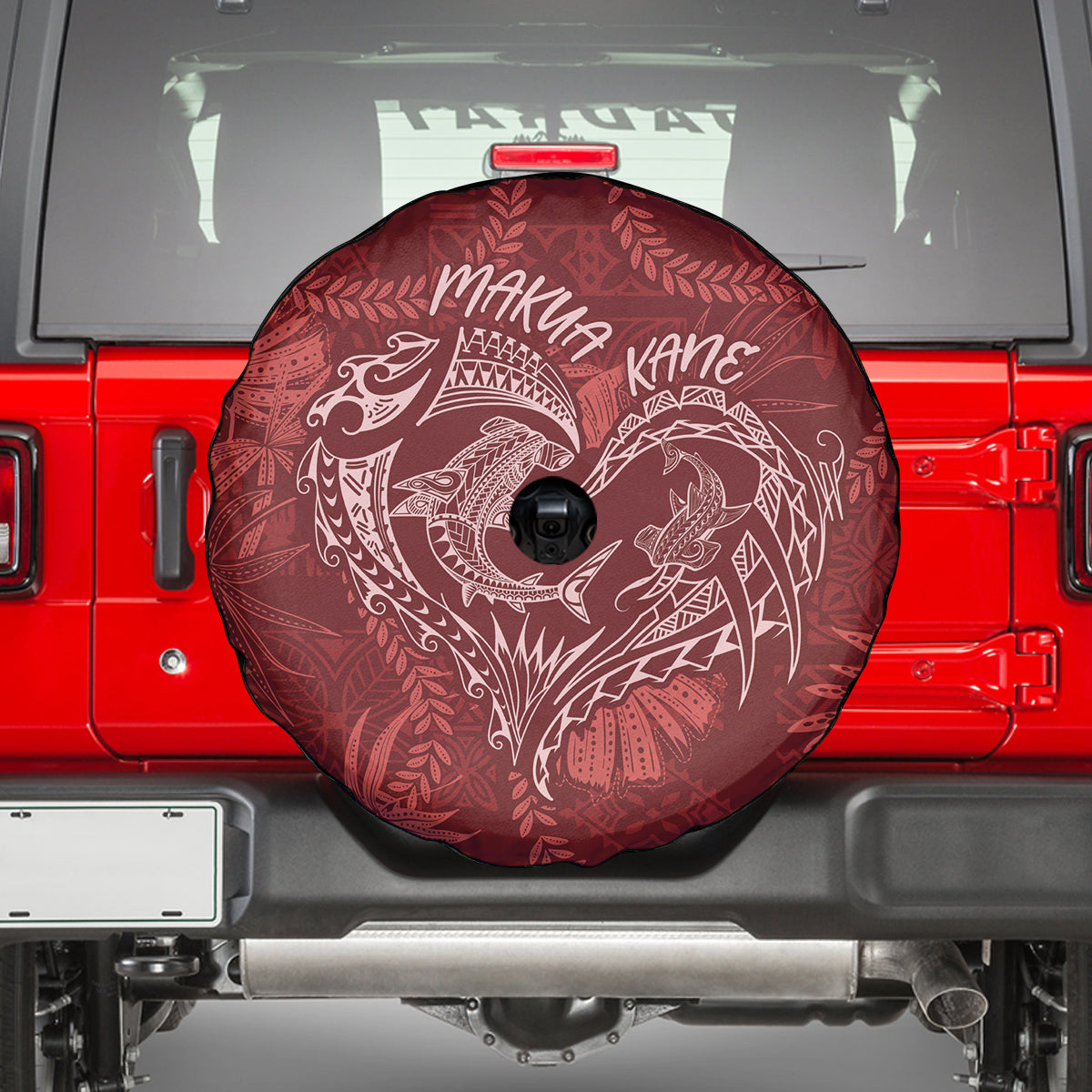 Hawaii Father's Day Vintage Lei Spare Tire Cover Hauoli la Makuakane - Red LT7 - Polynesian Pride
