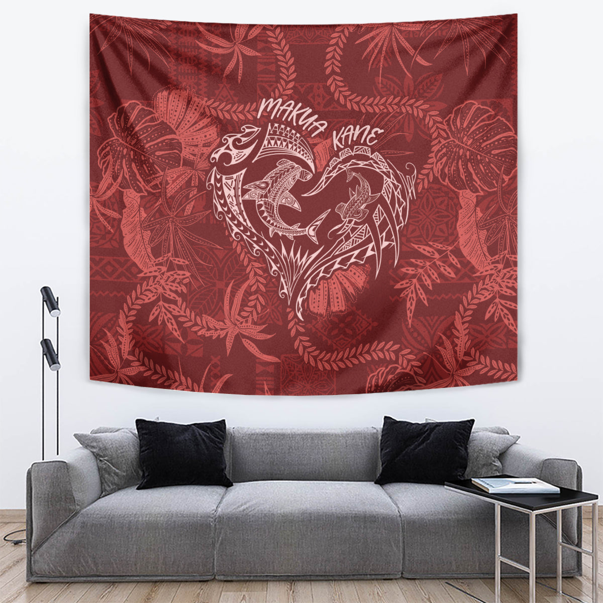 Hawaii Father's Day Vintage Lei Tapestry Hauoli la Makuakane - Red LT7 Red - Polynesian Pride