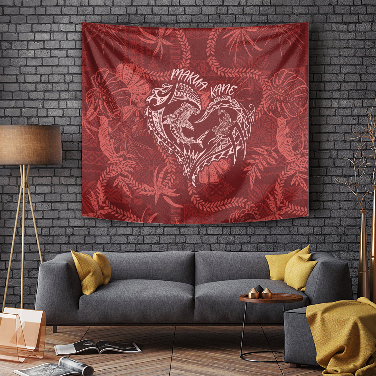 Hawaii Father's Day Vintage Lei Tapestry Hauoli la Makuakane - Red LT7 - Polynesian Pride