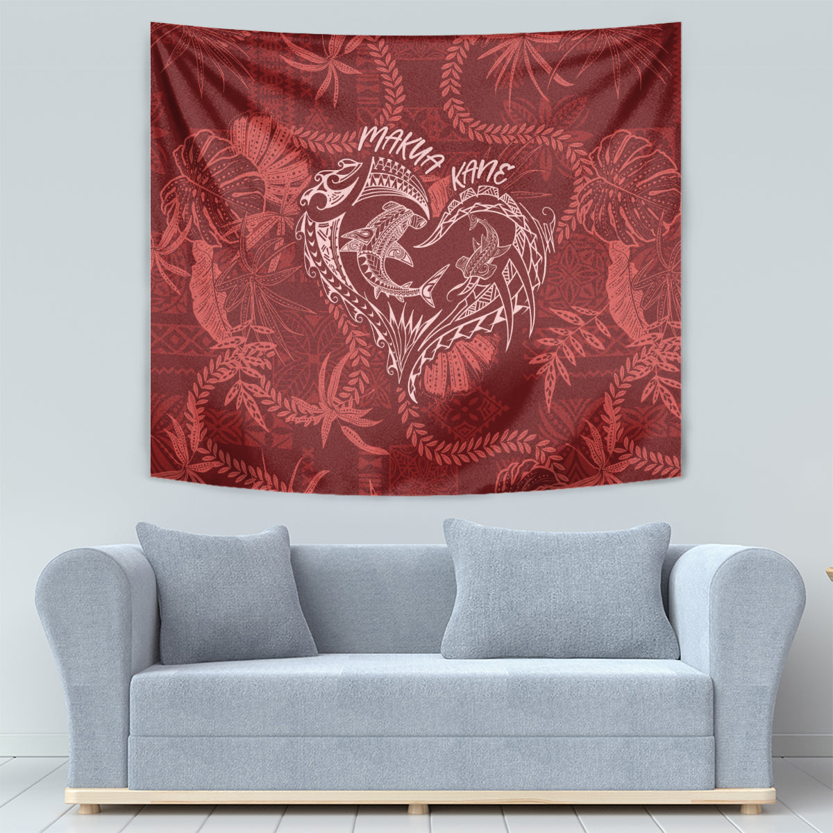 Hawaii Father's Day Vintage Lei Tapestry Hauoli la Makuakane - Red LT7 - Polynesian Pride
