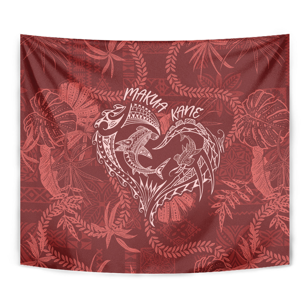 Hawaii Father's Day Vintage Lei Tapestry Hauoli la Makuakane - Red LT7 - Polynesian Pride