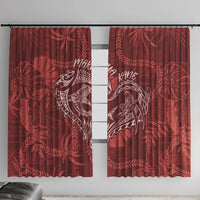Hawaii Father's Day Vintage Lei Window Curtain Hauoli la Makuakane - Red LT7 With Hooks Red - Polynesian Pride