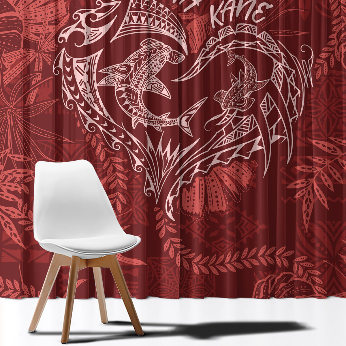 Hawaii Father's Day Vintage Lei Window Curtain Hauoli la Makuakane - Red LT7 - Polynesian Pride