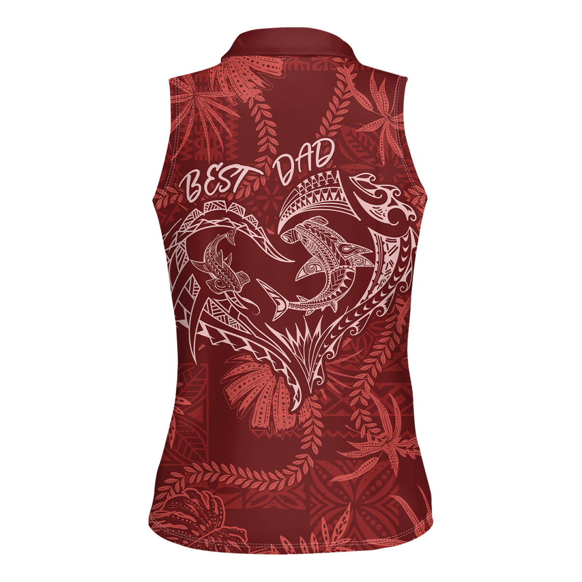 Hawaii Father's Day Vintage Lei Women Sleeveless Polo Shirt Hauoli la Makuakane - Red