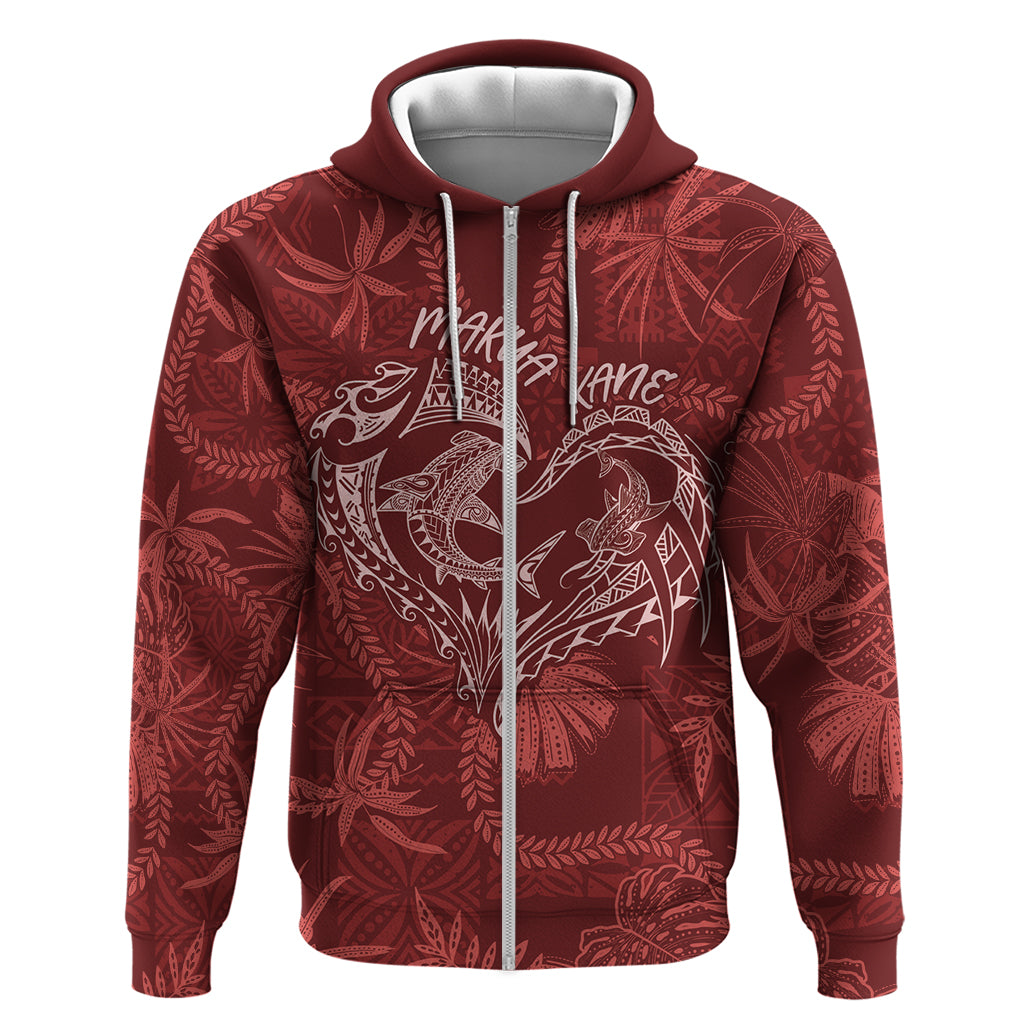 Hawaii Father's Day Vintage Lei Zip Hoodie Hauoli la Makuakane - Red