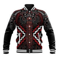 Maori Taiaha Whakairo Personalized Baseball Jacket Red Poutama Motifs LT7 Unisex Red - Polynesian Pride