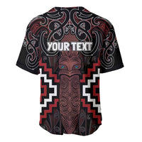 Maori Taiaha Whakairo Personalized Baseball Jersey Red Poutama Motifs