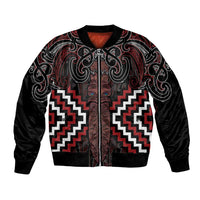 Maori Taiaha Whakairo Personalized Bomber Jacket Red Poutama Motifs