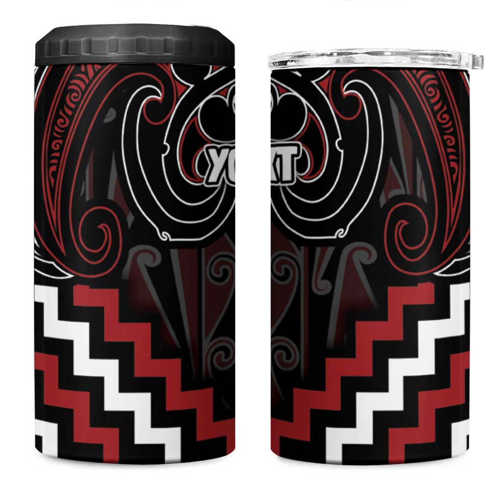 Maori Taiaha Whakairo Personalized 4 in 1 Can Cooler Tumbler Red Poutama Motifs LT7 One Size: 16 oz Red - Polynesian Pride