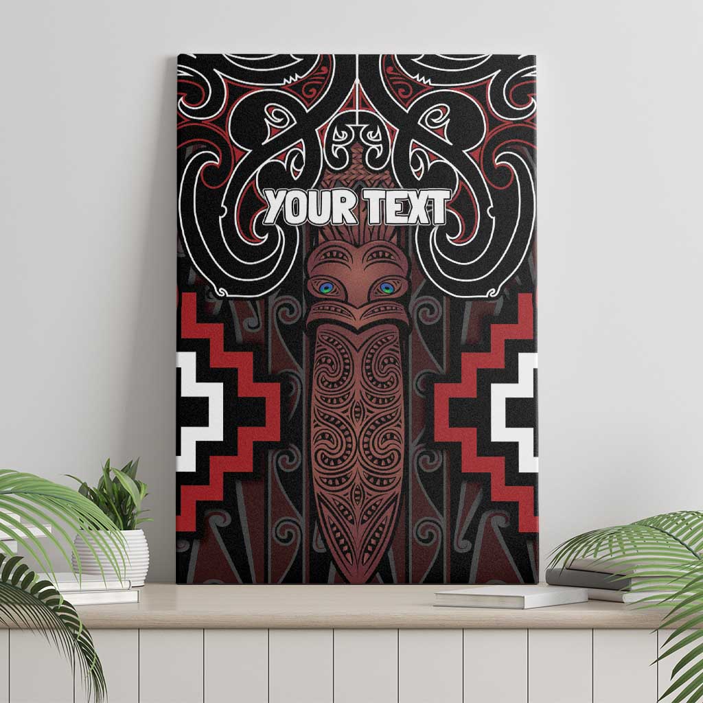 Maori Taiaha Whakairo Personalized Canvas Wall Art Red Poutama Motifs LT7 - Polynesian Pride