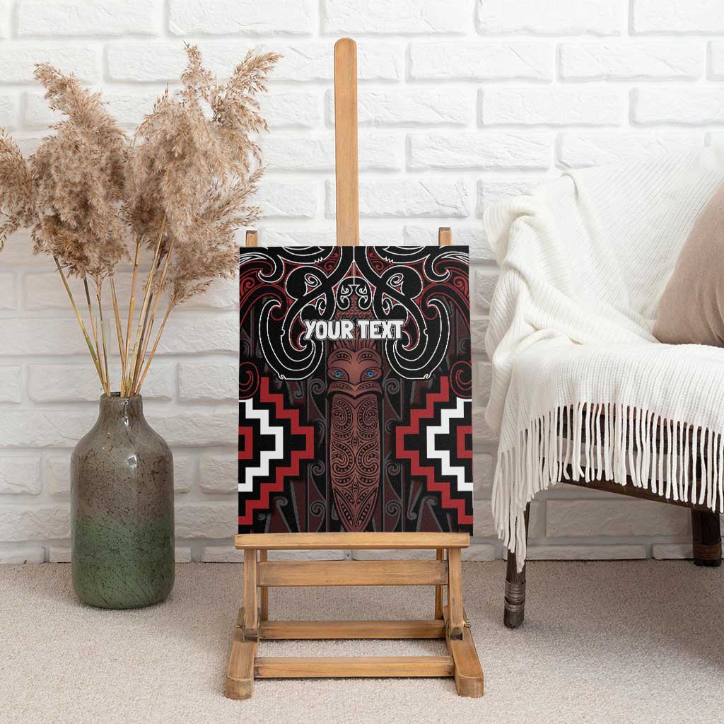 Maori Taiaha Whakairo Personalized Canvas Wall Art Red Poutama Motifs LT7 - Polynesian Pride