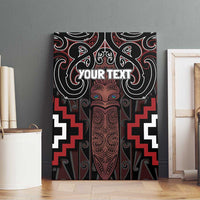 Maori Taiaha Whakairo Personalized Canvas Wall Art Red Poutama Motifs LT7 - Polynesian Pride