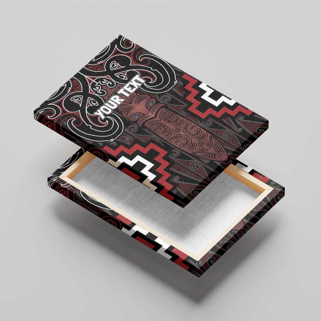 Maori Taiaha Whakairo Personalized Canvas Wall Art Red Poutama Motifs LT7 - Polynesian Pride