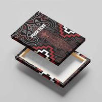 Maori Taiaha Whakairo Personalized Canvas Wall Art Red Poutama Motifs LT7 - Polynesian Pride