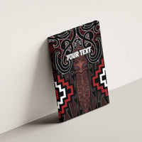Maori Taiaha Whakairo Personalized Canvas Wall Art Red Poutama Motifs LT7 - Polynesian Pride