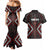 Maori Taiaha Whakairo Personalized Couples Matching Mermaid Dress and Hawaiian Shirt Red Poutama Motifs