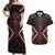 Maori Taiaha Whakairo Personalized Couples Matching Off Shoulder Maxi Dress and Hawaiian Shirt Red Poutama Motifs