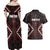 Maori Taiaha Whakairo Personalized Couples Matching Off Shoulder Maxi Dress and Hawaiian Shirt Red Poutama Motifs