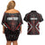 Maori Taiaha Whakairo Personalized Couples Matching Off Shoulder Short Dress and Hawaiian Shirt Red Poutama Motifs