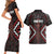 Maori Taiaha Whakairo Personalized Couples Matching Short Sleeve Bodycon Dress and Hawaiian Shirt Red Poutama Motifs