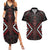 Maori Taiaha Whakairo Personalized Couples Matching Summer Maxi Dress and Hawaiian Shirt Red Poutama Motifs