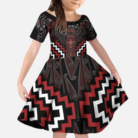 Maori Taiaha Whakairo Personalized Family Matching Mermaid Dress and Hawaiian Shirt Red Poutama Motifs