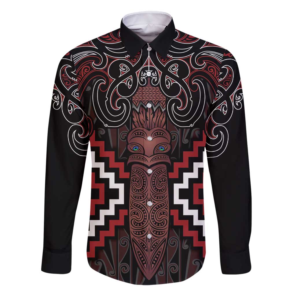 Maori Taiaha Whakairo Personalized Family Matching Mermaid Dress and Hawaiian Shirt Red Poutama Motifs