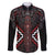 Maori Taiaha Whakairo Personalized Family Matching Off The Shoulder Long Sleeve Dress and Hawaiian Shirt Red Poutama Motifs