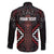 Maori Taiaha Whakairo Personalized Family Matching Off The Shoulder Long Sleeve Dress and Hawaiian Shirt Red Poutama Motifs