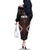 Maori Taiaha Whakairo Personalized Family Matching Off The Shoulder Long Sleeve Dress and Hawaiian Shirt Red Poutama Motifs