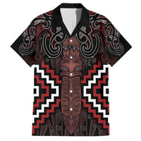 Maori Taiaha Whakairo Personalized Family Matching Off Shoulder Maxi Dress and Hawaiian Shirt Red Poutama Motifs