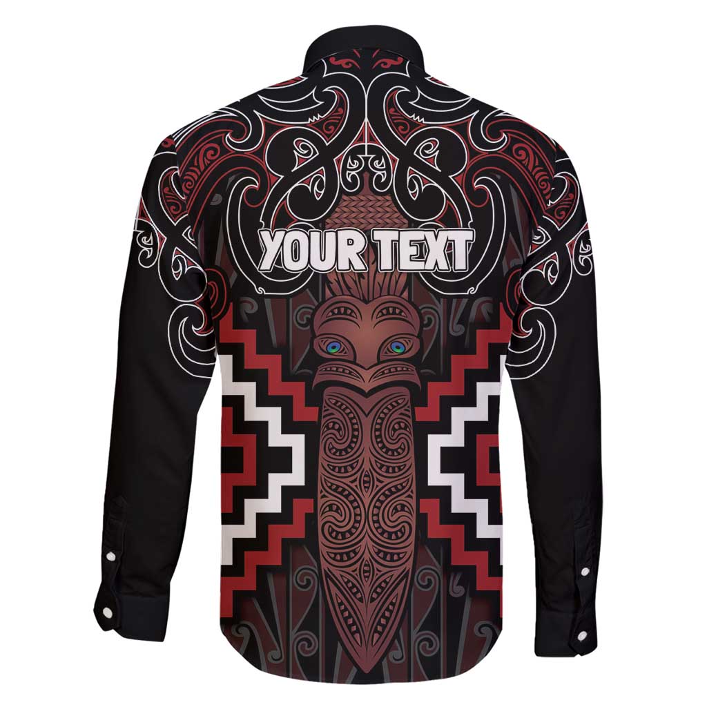 Maori Taiaha Whakairo Personalized Family Matching Off Shoulder Maxi Dress and Hawaiian Shirt Red Poutama Motifs