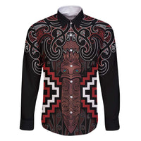 Maori Taiaha Whakairo Personalized Family Matching Off Shoulder Short Dress and Hawaiian Shirt Red Poutama Motifs