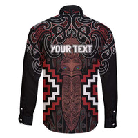 Maori Taiaha Whakairo Personalized Family Matching Off Shoulder Short Dress and Hawaiian Shirt Red Poutama Motifs