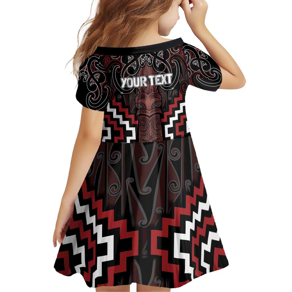 Maori Taiaha Whakairo Personalized Family Matching Puletasi and Hawaiian Shirt Red Poutama Motifs