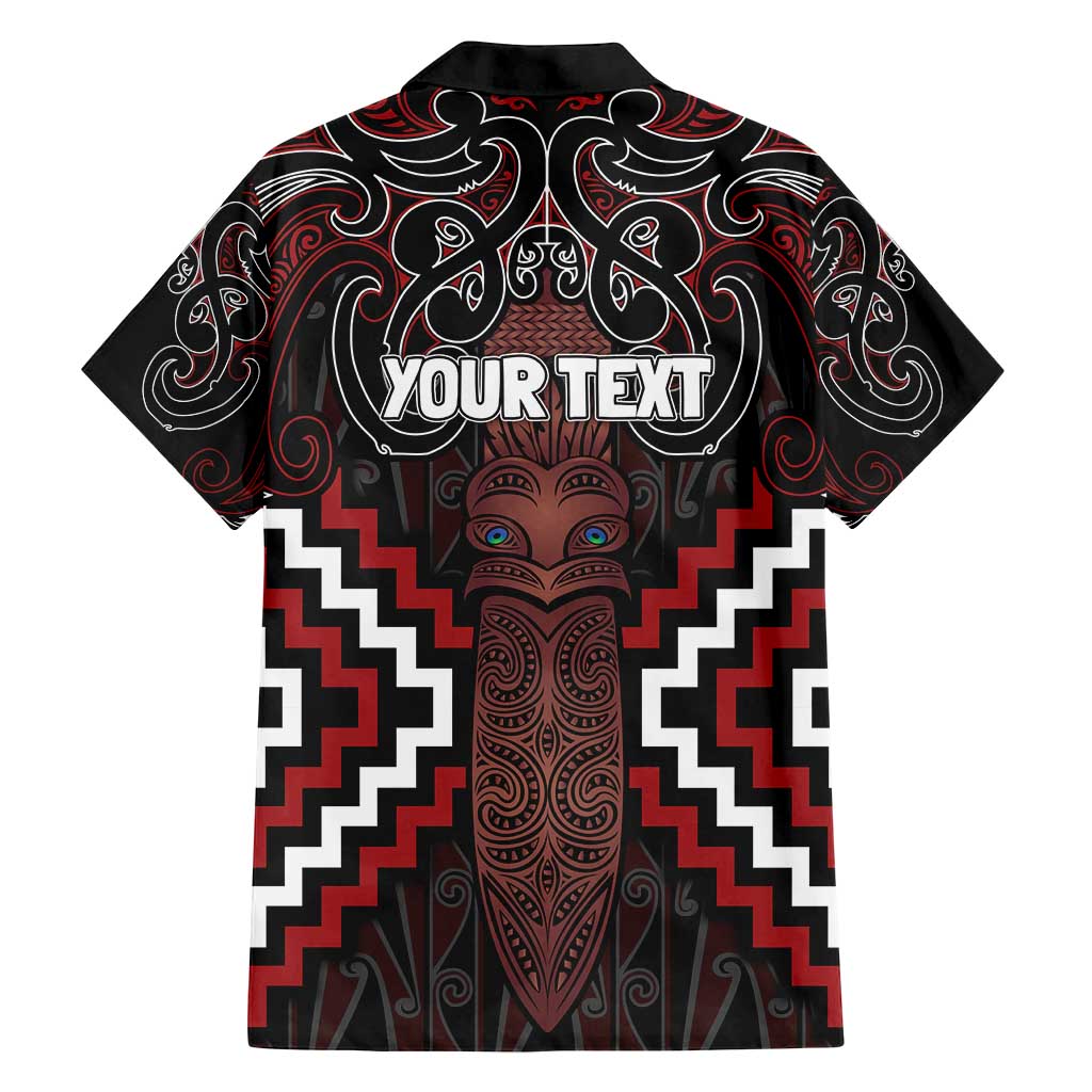 Maori Taiaha Whakairo Personalized Family Matching Puletasi and Hawaiian Shirt Red Poutama Motifs