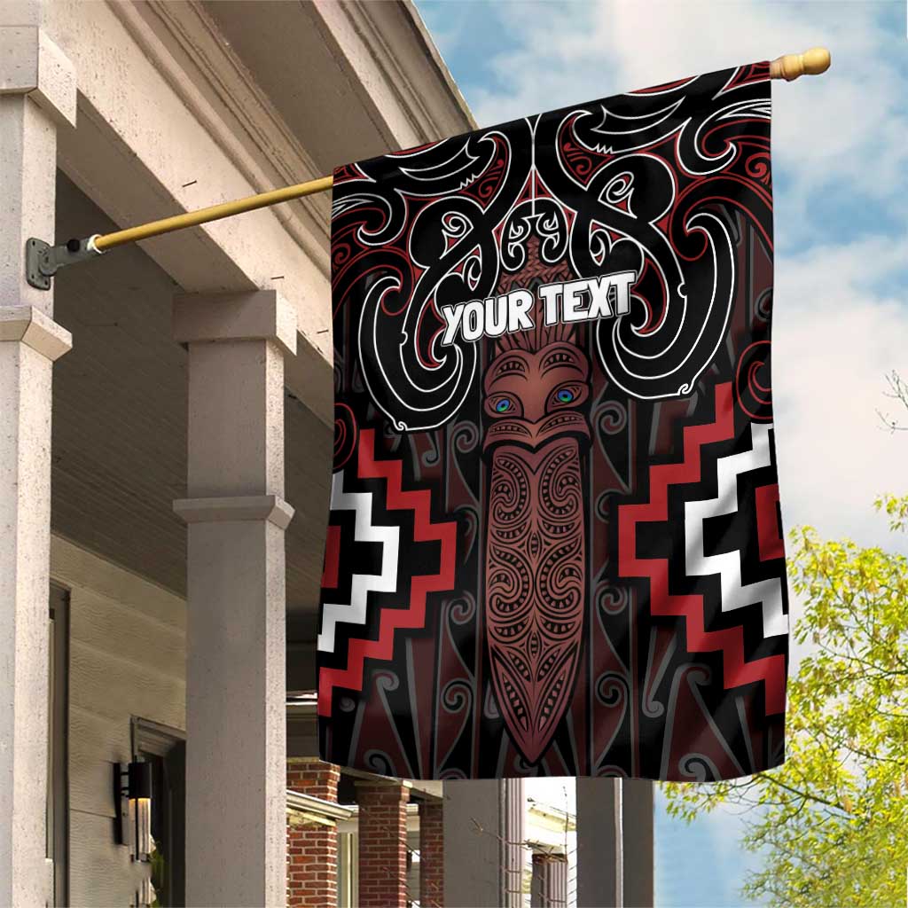Maori Taiaha Whakairo Personalized Garden Flag Red Poutama Motifs