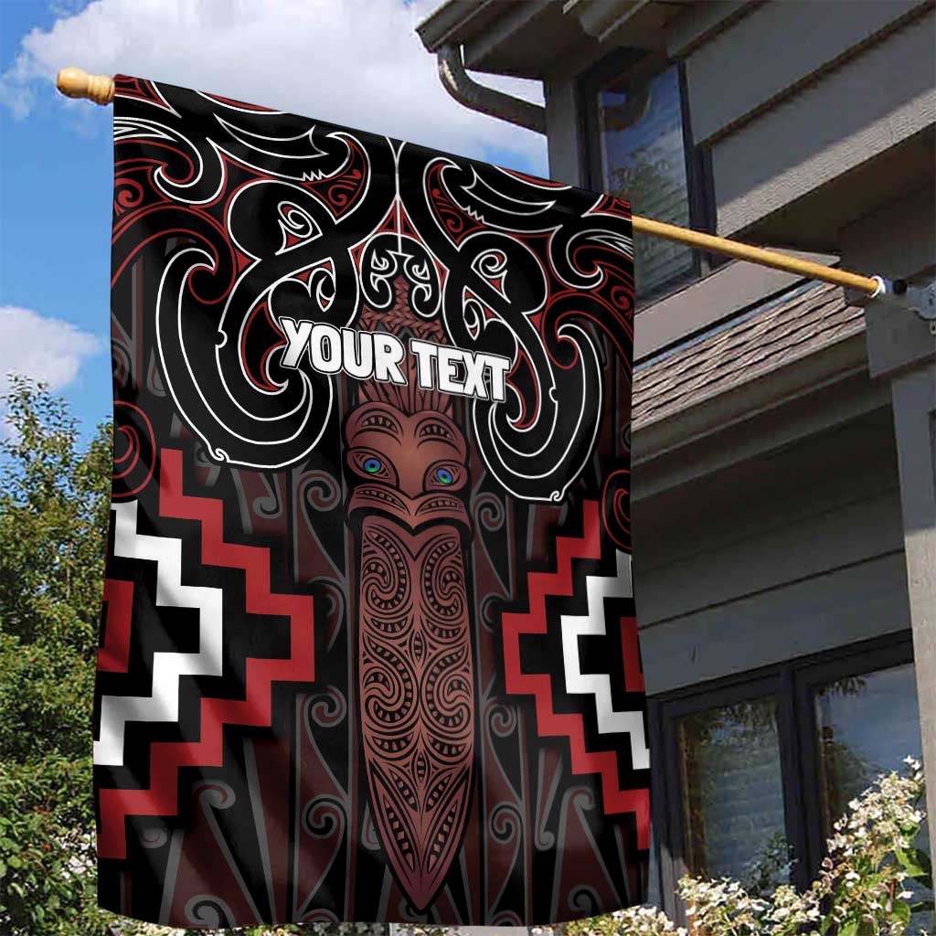 Maori Taiaha Whakairo Personalized Garden Flag Red Poutama Motifs