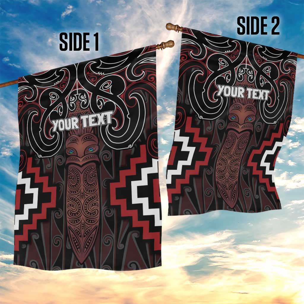 Maori Taiaha Whakairo Personalized Garden Flag Red Poutama Motifs
