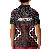 Maori Taiaha Whakairo Personalized Kid Polo Shirt Red Poutama Motifs