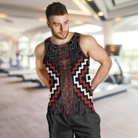 Maori Taiaha Whakairo Personalized Men Tank Top Red Poutama Motifs LT7 Red - Polynesian Pride