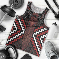 Maori Taiaha Whakairo Personalized Men Tank Top Red Poutama Motifs LT7 - Polynesian Pride
