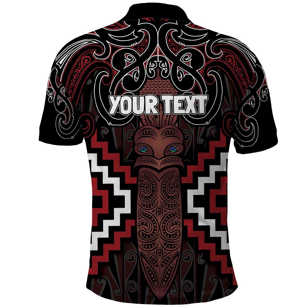 Maori Taiaha Whakairo Personalized Polo Shirt Red Poutama Motifs