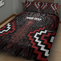 Maori Taiaha Whakairo Personalized Quilt Bed Set Red Poutama Motifs LT7 - Polynesian Pride