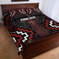 Maori Taiaha Whakairo Personalized Quilt Bed Set Red Poutama Motifs LT7 - Polynesian Pride