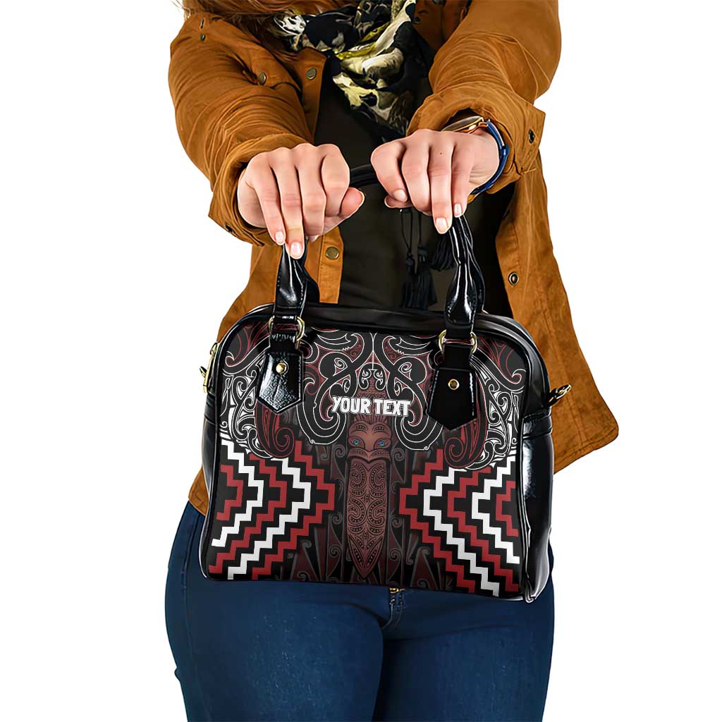 Maori Taiaha Whakairo Personalized Shoulder Handbag Red Poutama Motifs