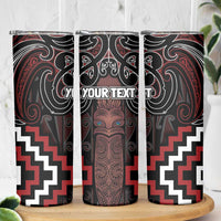 Maori Taiaha Whakairo Personalized Skinny Tumbler Red Poutama Motifs