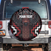 Maori Taiaha Whakairo Personalized Spare Tire Cover Red Poutama Motifs