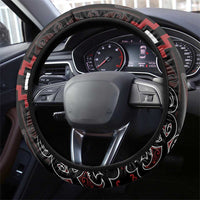 Maori Taiaha Whakairo Steering Wheel Cover Red Poutama Motifs LT7 - Polynesian Pride