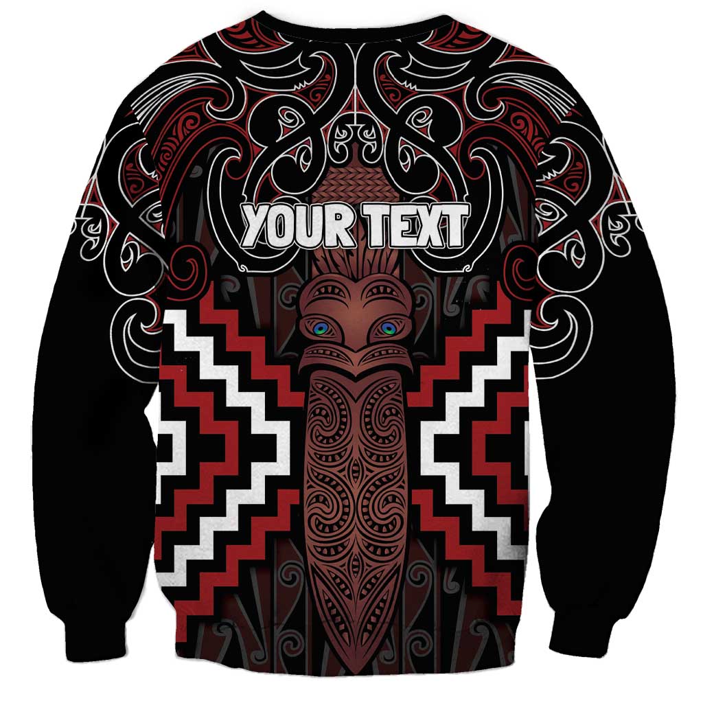 Maori Taiaha Whakairo Personalized Sweatshirt Red Poutama Motifs LT7 - Polynesian Pride